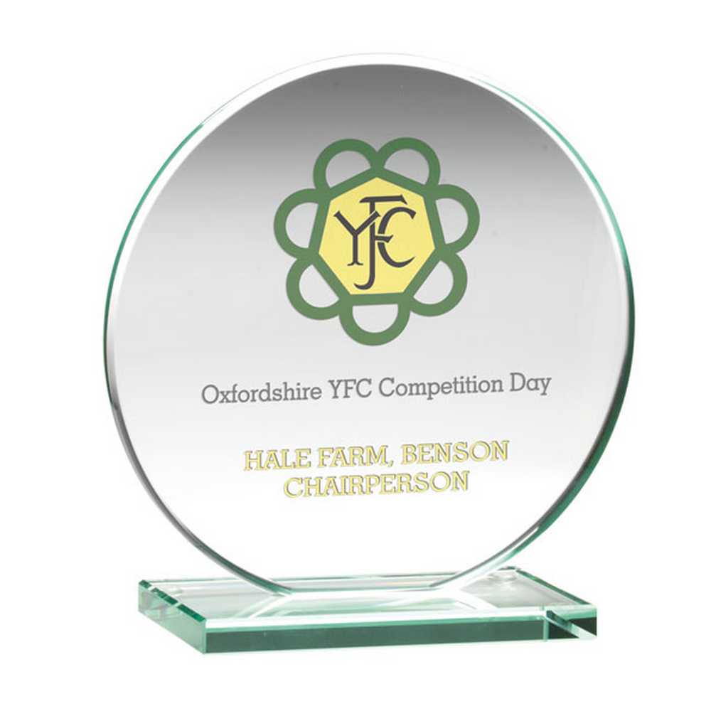JADE GLASS ROUND PLAQUE (10mm THICK) - 3.75in - Optimum Teamwear