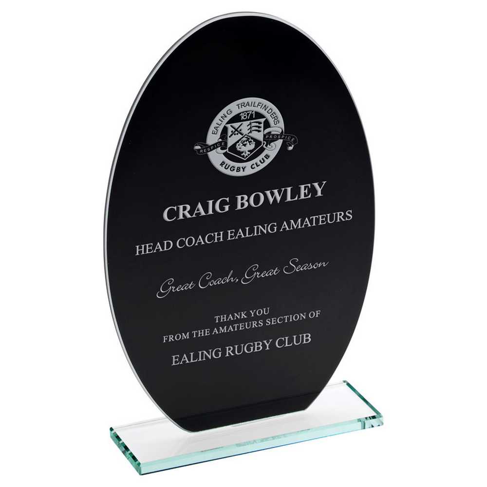 BLACK BACKED JADE GLASS OVAL(4mm THICK) - 8in - Optimum Teamwear