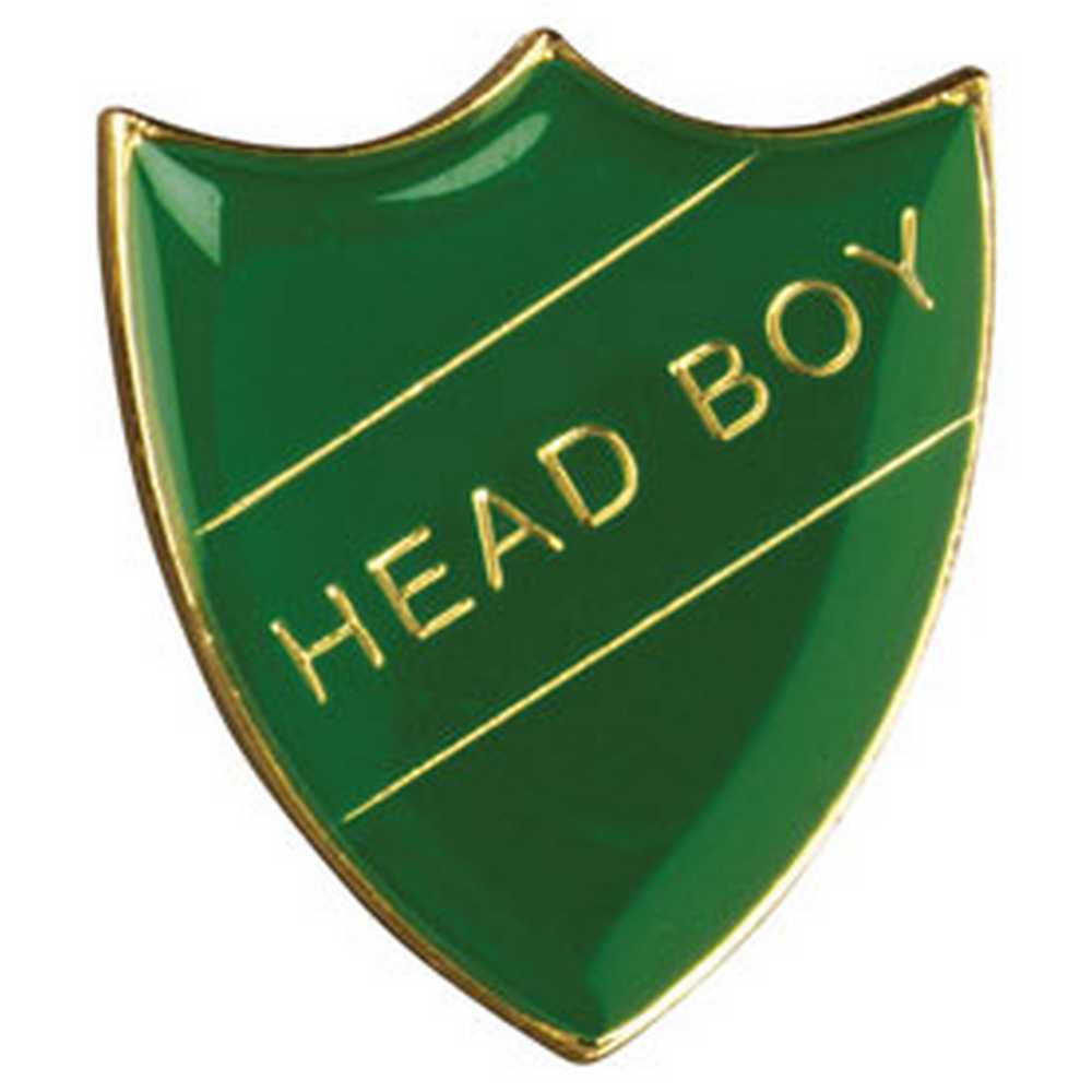 SCHOOL SHIELD BADGE (HEAD BOY) GREEN - 1.25in