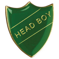 SCHOOL SHIELD BADGE (HEAD BOY) GREEN - 1.25in