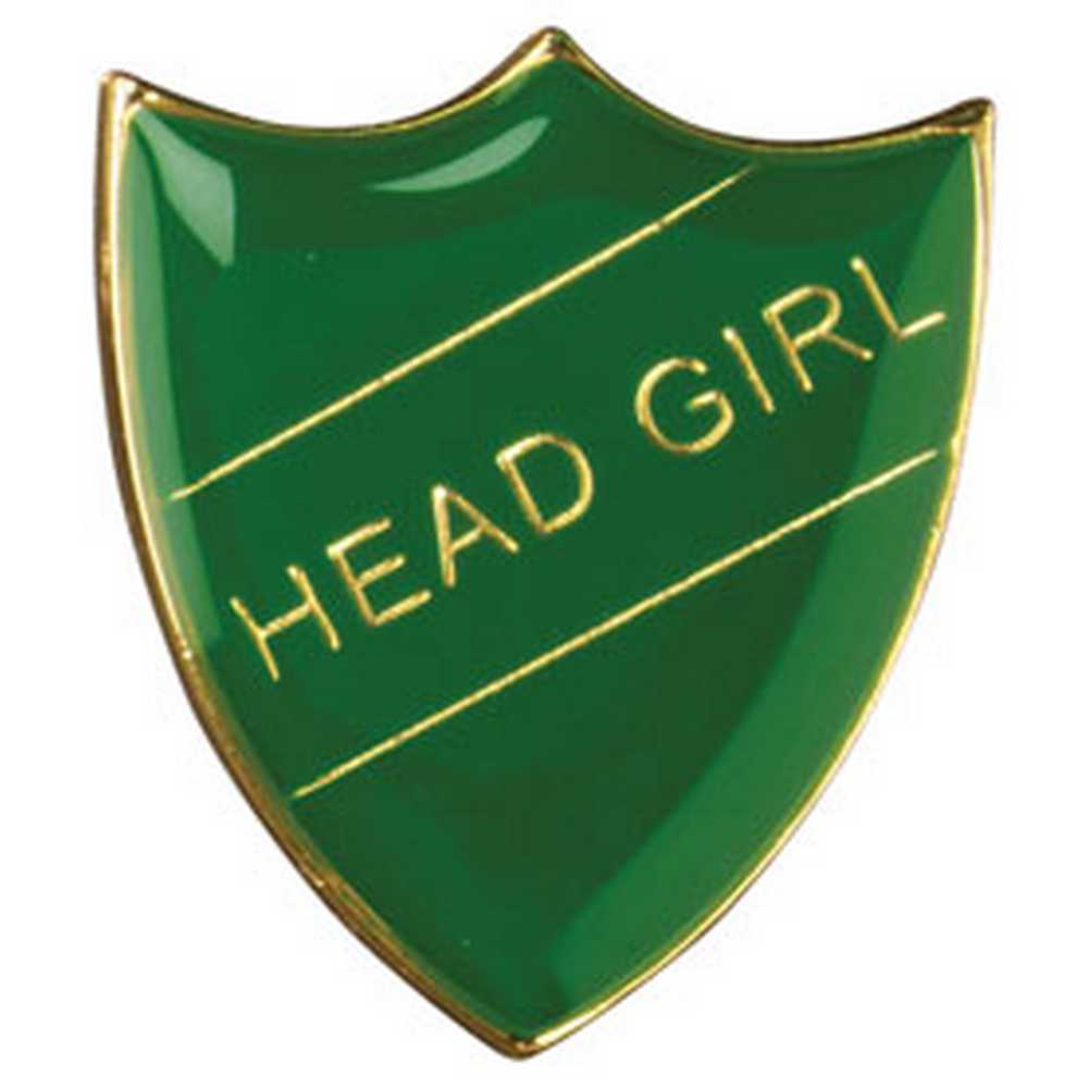 SCHOOL SHIELD BADGE (HEAD GIRL) GREEN - 1.25in