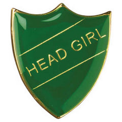 SCHOOL SHIELD BADGE (HEAD GIRL) GREEN - 1.25in