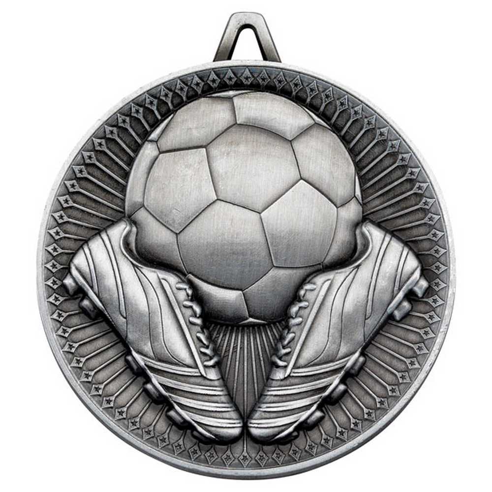 FOOTBALL DELUXE MEDAL ANTIQUE SILVER - 2.35in - Optimum Teamwear
