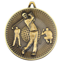 GOLF DELUXE MEDAL ANTIQUE GOLD - 2.35in - Optimum Teamwear