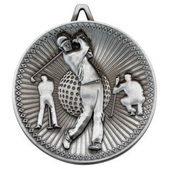 GOLF DELUXE MEDAL ANTIQUE SILVER - 2.35in - Optimum Teamwear