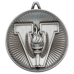 VICTORY TORCH DELUXE MEDAL ANTIQUE SILVER - 2.35in