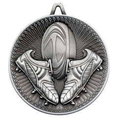 RUGBY DELUXE MEDAL ANTIQUE SILVER - 2.35in - Optimum Teamwear