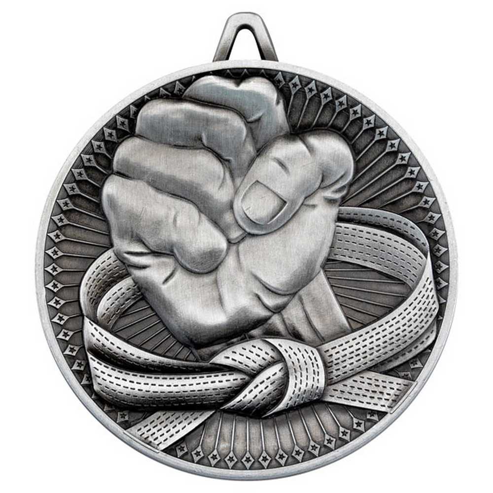 MARTIAL ARTS DELUXE MEDAL ANTIQUE SILVER - 2.35in - Optimum Teamwear