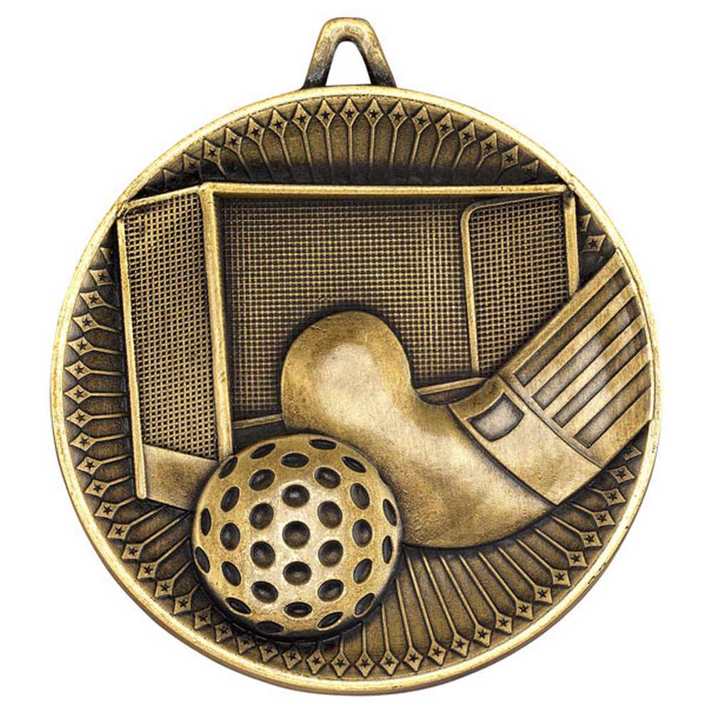 HOCKEY DELUXE MEDAL ANTIQUE GOLD - 2.35in - Optimum Teamwear