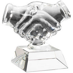 CLEAR GLASS 'HANDSHAKE' ON BASE - 4.25in