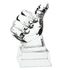CLEAR GLASS 'THUMBS UP' ON BASE - 5.5in