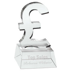 CLEAR GLASS 'POUND SIGN' ON BASE - 4.75in