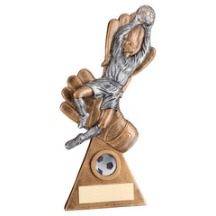 BRZ/PEW/GOLD FEMALE GOALKEEPER ON GLOVES WITH PLATE (1in CENTRE) - 9.25in