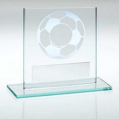 JADE GLASS WITH SILVER FOOTBALL AND PLATE (1in CENTRE) - 3.25in - Optimum Teamwear