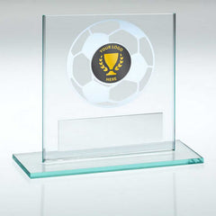 JADE GLASS WITH SILVER FOOTBALL AND PLATE (1in CENTRE) - 3.25in - Optimum Teamwear