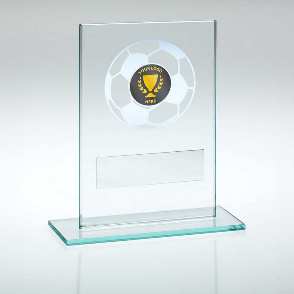 JADE GLASS WITH SILVER FOOTBALL AND PLATE (1in CENTRE) - 4.5in - Optimum Teamwear