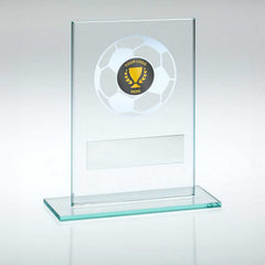 JADE GLASS WITH SILVER FOOTBALL AND PLATE (1in CENTRE) - 4.5in - Optimum Teamwear