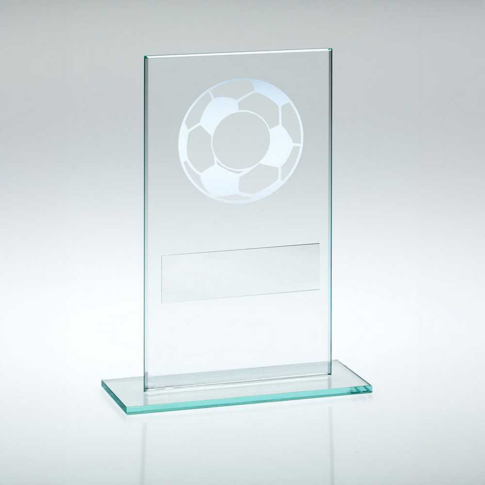 JADE GLASS WITH SILVER FOOTBALL AND PLATE (1in CENTRE) - 5.5in - Optimum Teamwear
