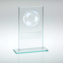 JADE GLASS WITH SILVER FOOTBALL AND PLATE (1in CENTRE) - 5.5in - Optimum Teamwear