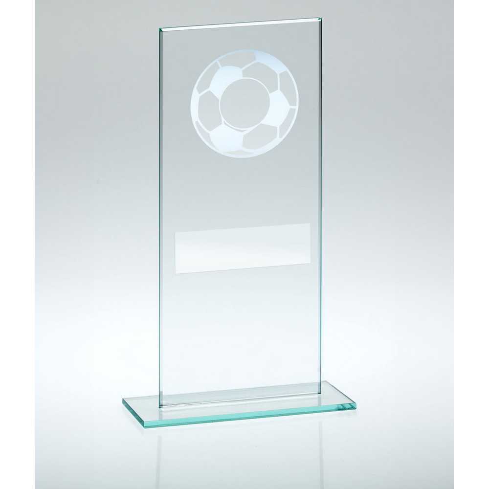 JADE GLASS WITH SILVER FOOTBALL AND PLATE (1in CENTRE) - 7.25in
