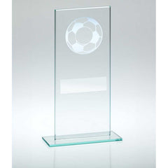 JADE GLASS WITH SILVER FOOTBALL AND PLATE (1in CENTRE) - 7.25in