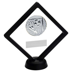 BLACK/CLEAR PLASTIC BOX WITH FOOTBALL INSERT TROPHY SILVER - 6in