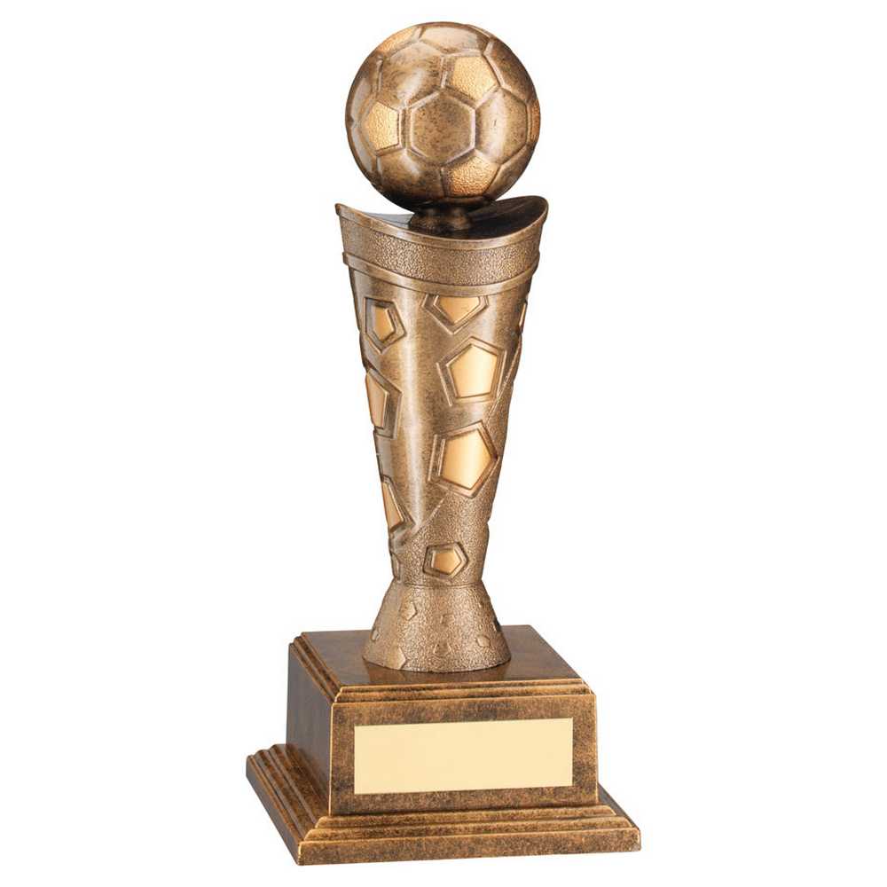 BRONZE/GOLD PLASTIC FOOTBALL FIGURE ON BASE - 7.5in