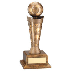 BRONZE/GOLD PLASTIC FOOTBALL FIGURE ON BASE - 7.5in