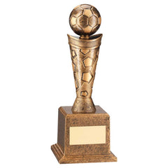 BRONZE/GOLD PLASTIC FOOTBALL FIGURE ON BASE - 8.5in