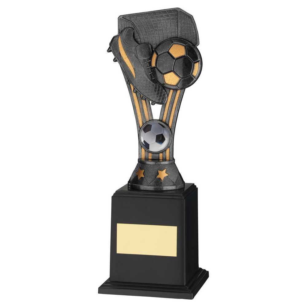 PEWTER/GOLD PLASTIC 'WEMBLEY' FIGURE ON BASE (1in CEN) - 9.5in
