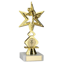 GOLD 'DANCE/GYM' STAR FIGURE ASSEMBLED ON MARBLE (1in CEN) - 7in