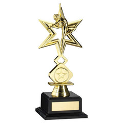 GOLD PLASTIC 'DANCE/GYM' STAR FIGURE ASSEMBLED ON BASE (1in CEN) - 8in