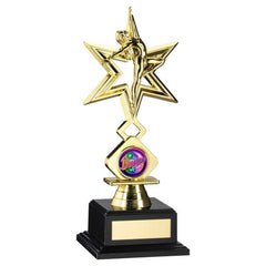 GOLD PLASTIC 'DANCE/GYM' STAR FIGURE ASSEMBLED ON BASE (1in CEN) - 8in
