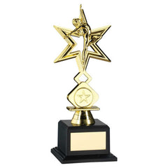 GOLD PLASTIC 'DANCE/GYM' STAR FIGURE ASSEMBLED ON BASE (1in CEN) - 8.5in