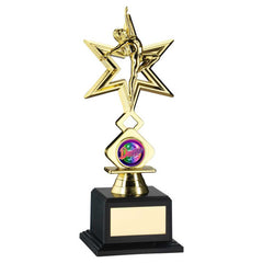 GOLD PLASTIC 'DANCE/GYM' STAR FIGURE ASSEMBLED ON BASE (1in CEN) - 8.5in