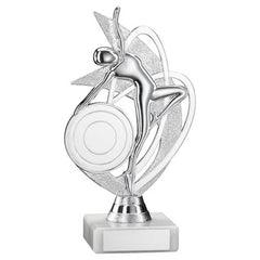 SILVER 'DANCE/GYM' FIGURE ASSEMBLED ON MARBLE (2in CEN) - 7in - Optimum Teamwear