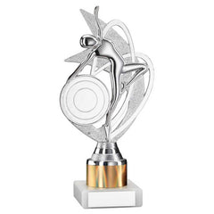 SILVER/GOLD 'DANCE/GYM' FIGURE ASSEMBLED ON MARBLE (2" CEN/1" TUBE) - 8in