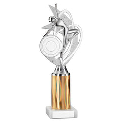 SILVER/GOLD 'DANCE/GYM' FIGURE ASSEMBLED ON MARBLE (2" CEN/3" TUBE) - 10in
