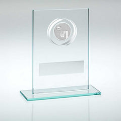 JADE/SILVER GLASS WITH NETBALL INSERT AND PLATE - 4.5in - Optimum Teamwear