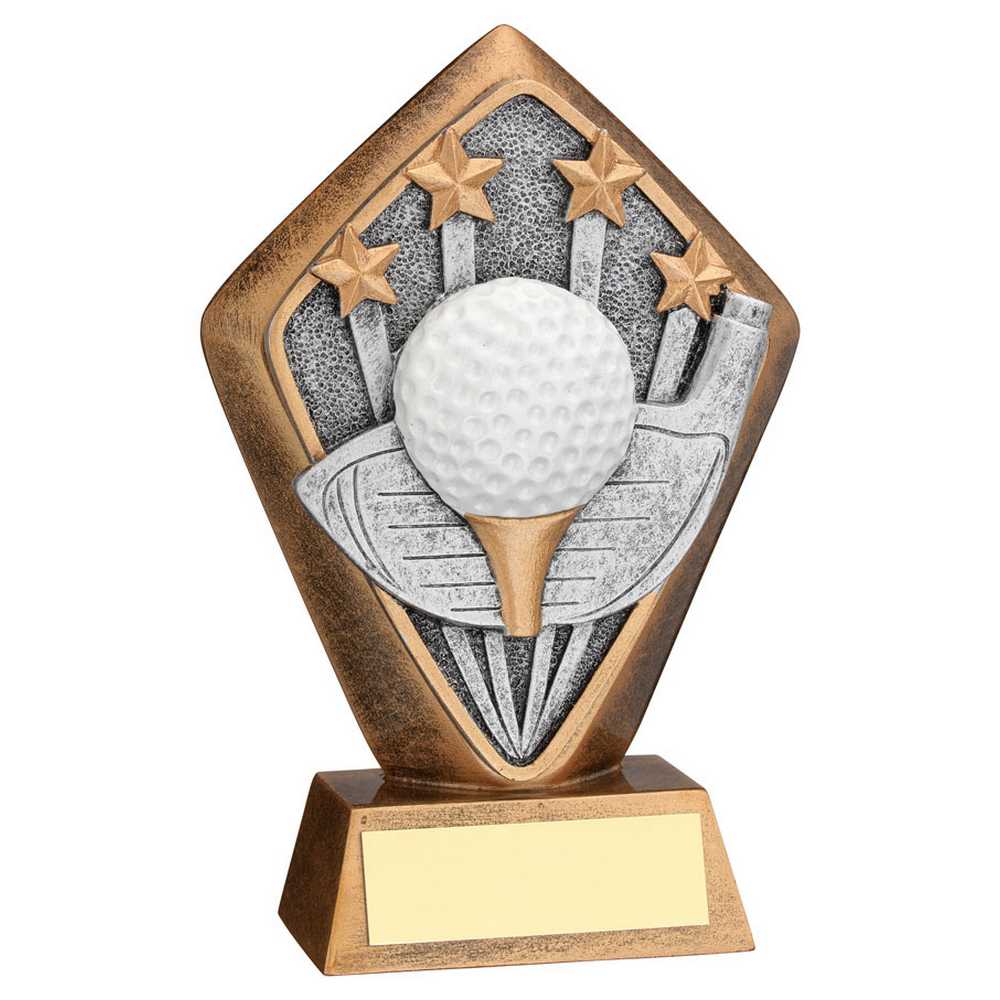 BRZ/GOLD DIAMOND HOLDER WITH 'GOLF' DISC AND PLATE - 5.25in