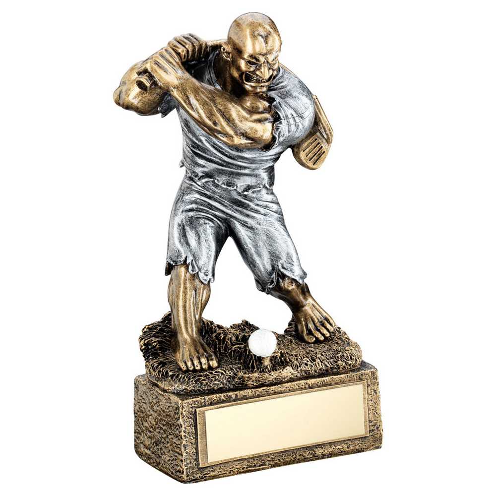 BRZ/PEW GOLF 'BEASTS' FIGURE WITH PLATE - 6.75in