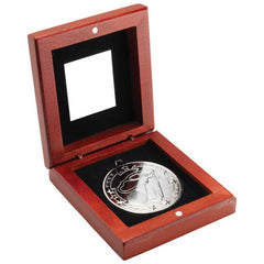 ROSEWOOD BOX AND 50mm MEDAL GOLF TROPHY SILVER - 3.75in