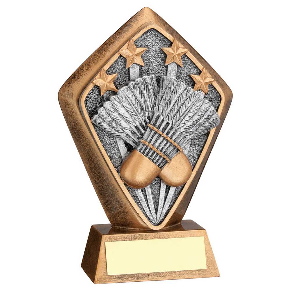 BRZ/GOLD DIAMOND HOLDER WITH 'BADMINTON' DISC WITH PLATE - 5.25in