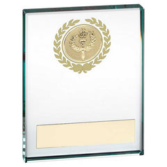 JADE GLASS BLOCK WITH GOLD WREATH 12mm THICK WITH PLATE (1in CENTRE) - 3 x 4in - Optimum Teamwear