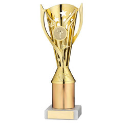 GOLD PLASTIC 'FLASH' CUP ASSEMBLED ON MARBLE (1in CEN) - 9in