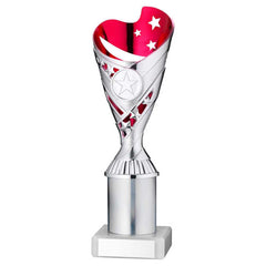 SILVER/PINK PLASTIC 'SABRE' CUP ASSEMBLED ON MARBLE (1in CEN) - 9in