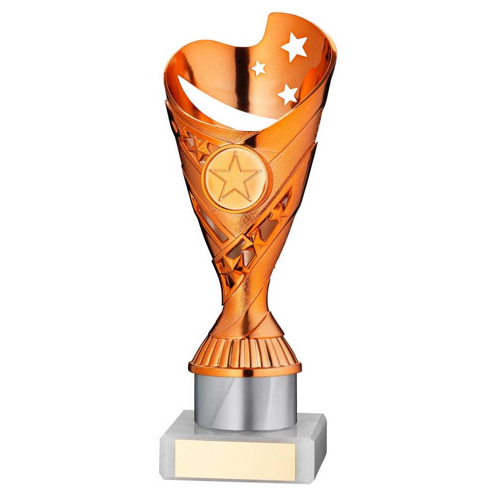 COPPER/WHITE PLASTIC 'SABRE' CUP ASSEMBLED ON MARBLE (1in CEN) - 8in