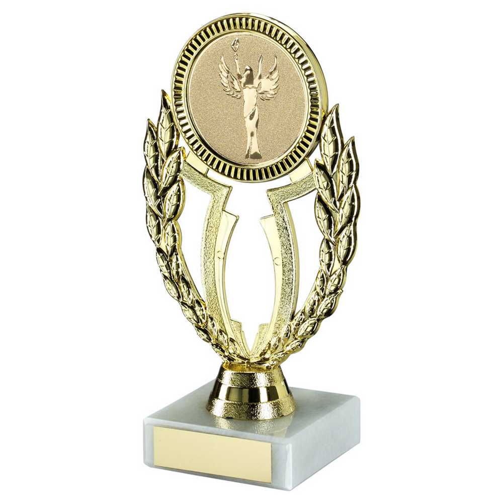 GOLD 'WREATH' HOLDER ASSEMBLED ON MARBLE (2in CENTRE) - 6.75in