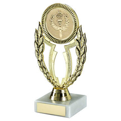 GOLD 'WREATH' HOLDER ASSEMBLED ON MARBLE (2in CENTRE) - 6.75in