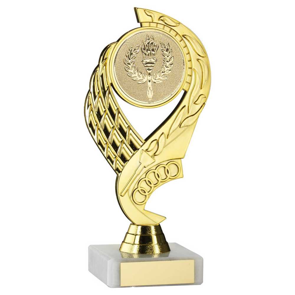 GOLD 'OLYMPIC' HOLDER ASSEMBLED ON MARBLE (2in CENTRE) - 7in